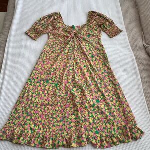 Neon Rose Floral Maxi Dress